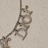 Vintage Dior 90's Triple Logo Crystal Letter Charms Necklace