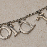 Vintage Dior 90's Triple Logo Crystal Letter Charms Necklace