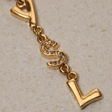 Saint Laurent Crystal Vintage Logo Pendant Necklace