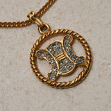 Celine Crystal Triomphe Round Pendant Necklace