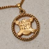 Celine Crystal Triomphe Round Pendant Necklace