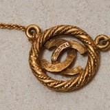 Chanel 70s-80s CC Rope Circle Pendant Choker 24k GP