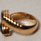 Rare Bvlgari 18K YG Doppio Baccellato Topaz & Iolite Ring