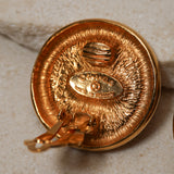 Chanel 70s-80s CC Button Clip-On Earring 24k GP