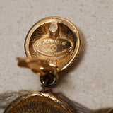 Chanel 70s-80s Medallion Drop Clip-On Earrings