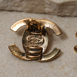 Chanel 1996 CC Turnlock Clip-On Earrings 24k GP