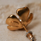Chanel 2003 Flower Pearl Stud Earrings 24k GP