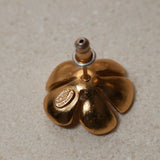 Chanel 2003 Flower Pearl Stud Earrings 24k GP