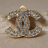 Chanel 2002 Pavè CC Clip-On Earrings 24k GP