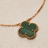 Van Cleef & Arpels 18K YG Vintage Alhambra Malachite Pendant Necklace