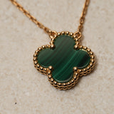 Van Cleef & Arpels 18K YG Vintage Alhambra Malachite Pendant Necklace