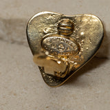 Chanel 1993 Heart CC Clip-On Earrings 24K GP