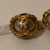 Chanel 1994 Pearl CCs Clip-On Earrings 24K GP