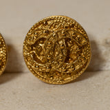 Chanel 1994 Embroidered Motif CC Clip-On Earrings 24K GP
