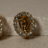 Dior Oblique Crystal Oval Clip-On Earrings