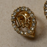 Dior Oblique Crystal Oval Clip-On Earrings