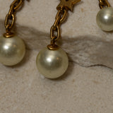 Dior CD Navy Double Pearl Drop Earrings