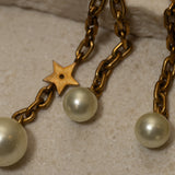 Dior CD Navy Double Pearl Drop Earrings