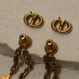 Dior CD Navy Double Pearl Drop Earrings