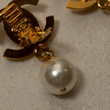 Chanel 1997 CC Turnlock Pearl Drop Clip-On 24K GP