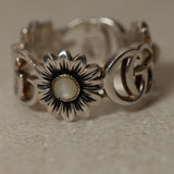 Gucci Sterling Silver Mother of Pearl GG Marmont Ring