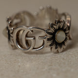 Gucci Sterling Silver Mother of Pearl GG Marmont Ring