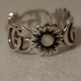 Gucci Sterling Silver Mother of Pearl GG Marmont Ring
