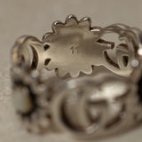 Gucci Sterling Silver Mother of Pearl GG Marmont Ring