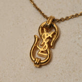 Saint Laurent 90s Cassandre Logo Pendant Necklace