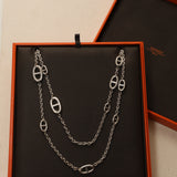 Hermès Sterling Silver Farandole Long Necklace 160