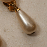 Chanel 1993 Double Pearl Logo Clip-On Earrings 24K GP