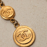 Chanel 70s Coins Logo Drop Earrings 24K GP
