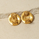 Chanel 1996 Matte Interlocking CC Round Clip-On Earrings