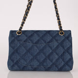 Chanel 2022 Quilted Trompe L'oeil Denim Small Classic Flap GHW