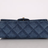 Chanel 2022 Quilted Trompe L'oeil Denim Small Classic Flap GHW