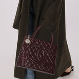 Chanel 2006 Bordeaux Caviar Timeless Medallion Zip Tote