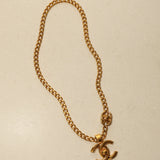 Chanel 1996 Gold Double Turnlock Pendant Necklace