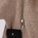 Rare Chanel 2020 Velvet Crystal Pearl Crush Cardholder on Chain