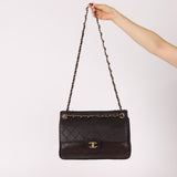 Chanel 2014 Chocolate Paris-Edinburgh Calfskin Whipstitch Large Flap