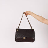 Chanel 2014 Chocolate Paris-Edinburgh Calfskin Whipstitch Large Flap