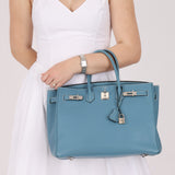 Hermès 2007 Bleu Jean Epsom Birkin 35 PHW