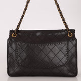 Chanel 2014 Chocolate Paris-Edinburgh Calfskin Whipstitch Large Flap