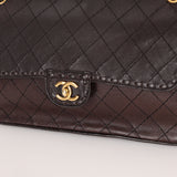 Chanel 2014 Chocolate Paris-Edinburgh Calfskin Whipstitch Large Flap