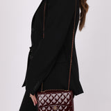 Chanel 2015 Bordeaux Eyelet Patent Wallet on Chain