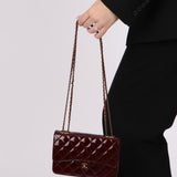 Chanel 2015 Bordeaux Eyelet Patent Wallet on Chain