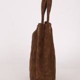 Chanel 1990s Suede Vertical Turnlock Tote 24K GP
