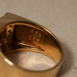 Vintage 18K Yellow Gold Carré Ruby and Diamond Signet Ring