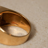 Vintage 18K Yellow Gold Carré Ruby and Diamond Signet Ring