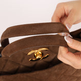 Chanel 1990s Suede Vertical Turnlock Tote 24K GP
