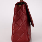 Chanel 1991 Bordeaux Lambskin XL Logo Turnlock Square Flap